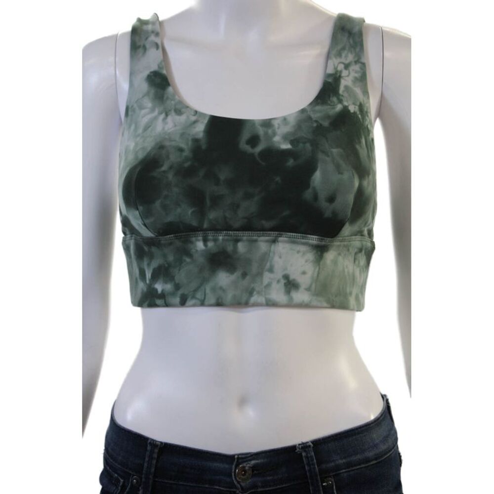 Lululemon Womens Scoop Neck Stretch Knit Tie Dyed Sports Bra Green Size 4